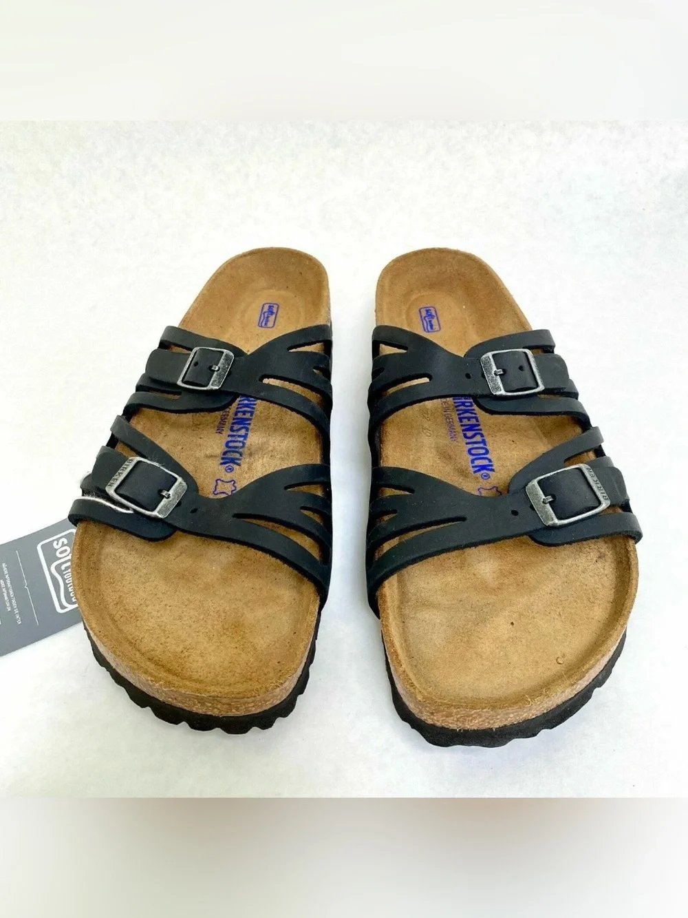 Birkenstock 💅 Granada Black Oiled Leather Soft Footbed Sandal Slide 37 39 40 41 - Picture 12 of 13